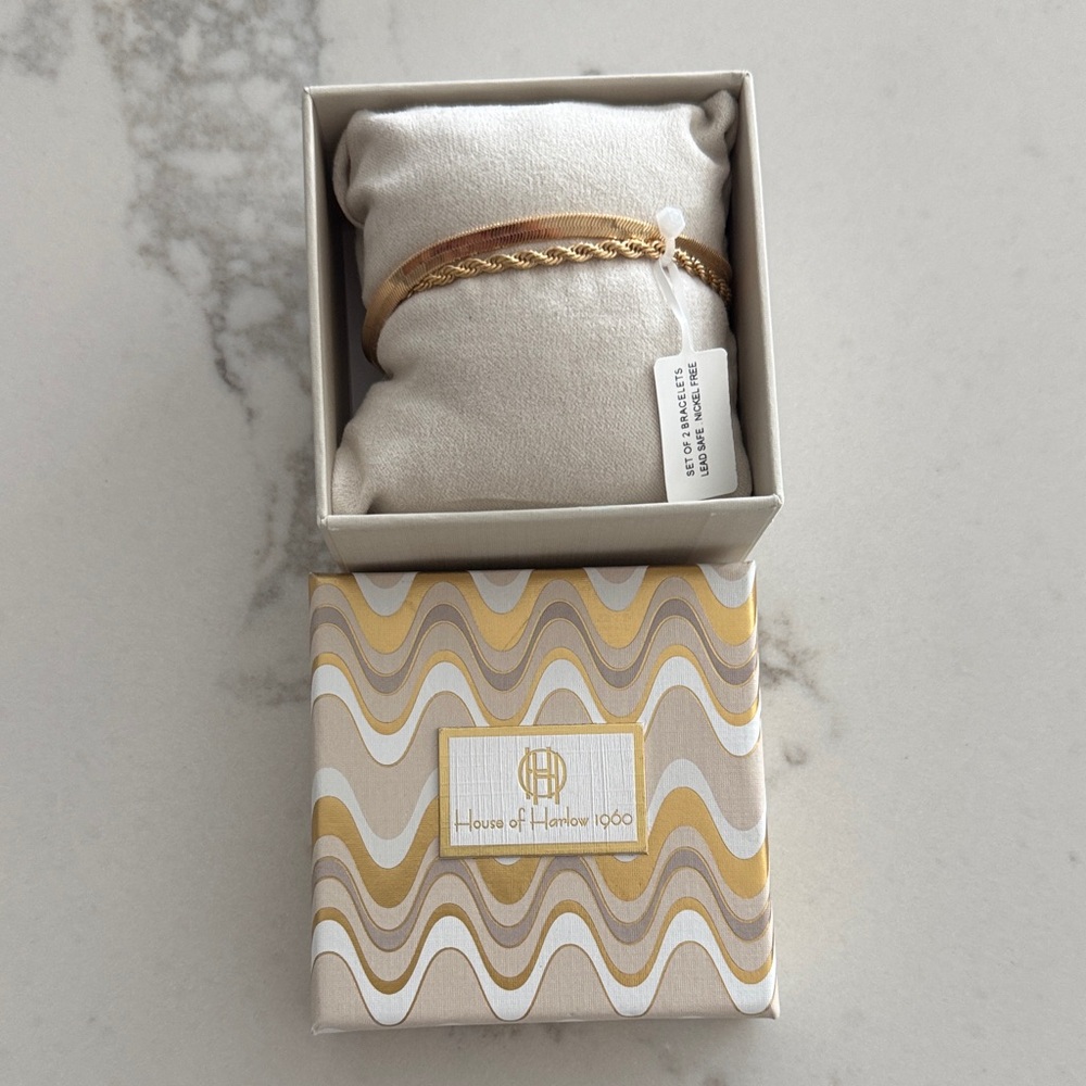 House of Harlow 1960 Gold and Tan Bracelet